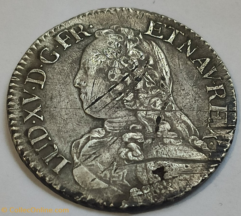 Cinquième d'Ecu aux branches d'olivier 1727/6 C Caen Louis XV monnaies france royales cinquieme ecu aux branches olivier 1727 6 c caen louis xv