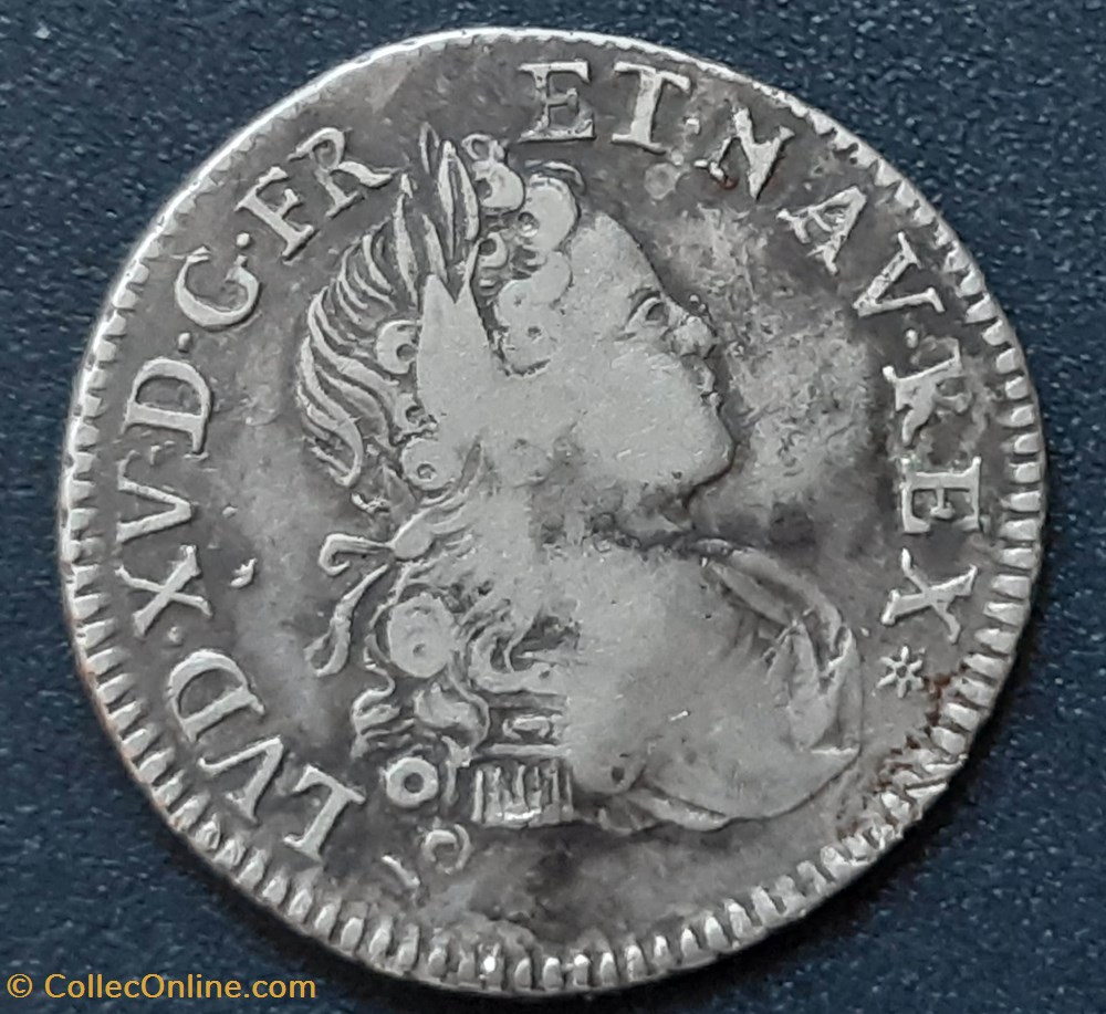 Quart d'ecu France Navarre 1718 C Caen Louis XV monnaies royales quart ecu france navarre 1718 c caen louis xv