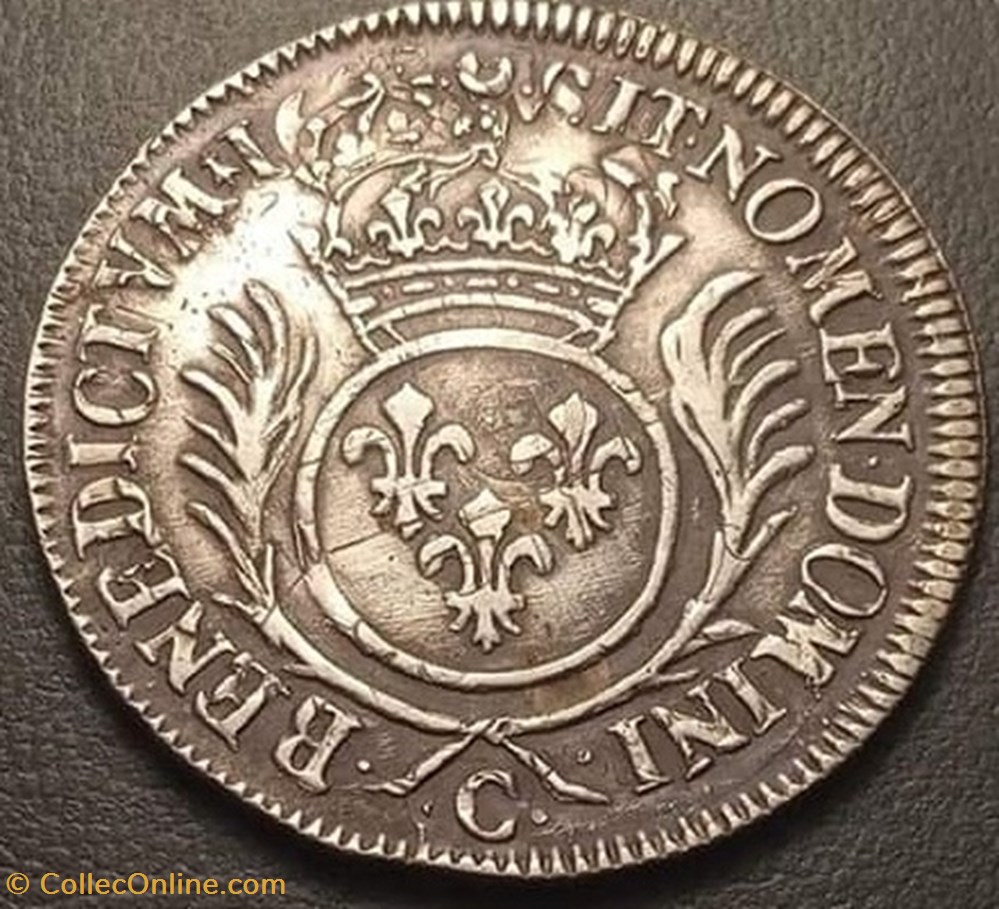 Demi Ecu aux Palmes 1695 C Caen Louis XIV monnaies france royales demi ecu aux palmes 1695 c caen louis xiv