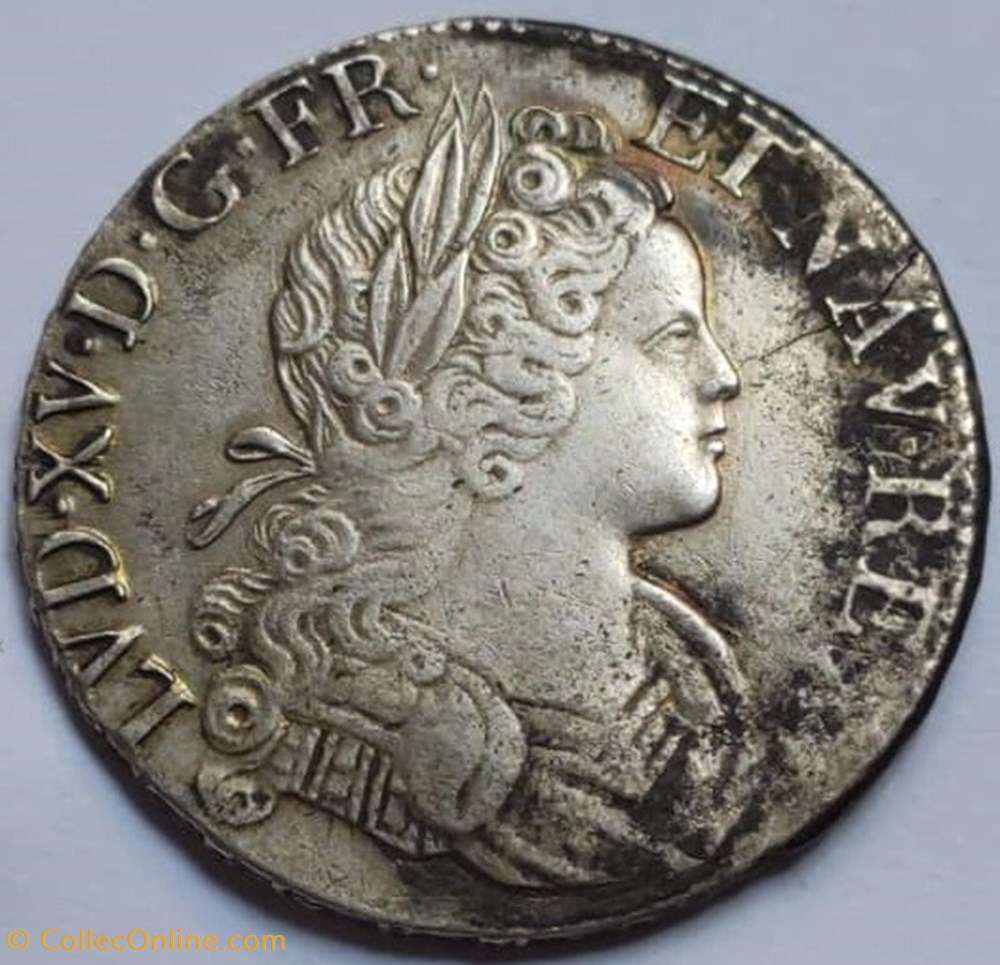 Ecu de France Navarre 1718 C Caen Louis XIV monnaies royales ecu de france navarre 1718 c caen louis xiv