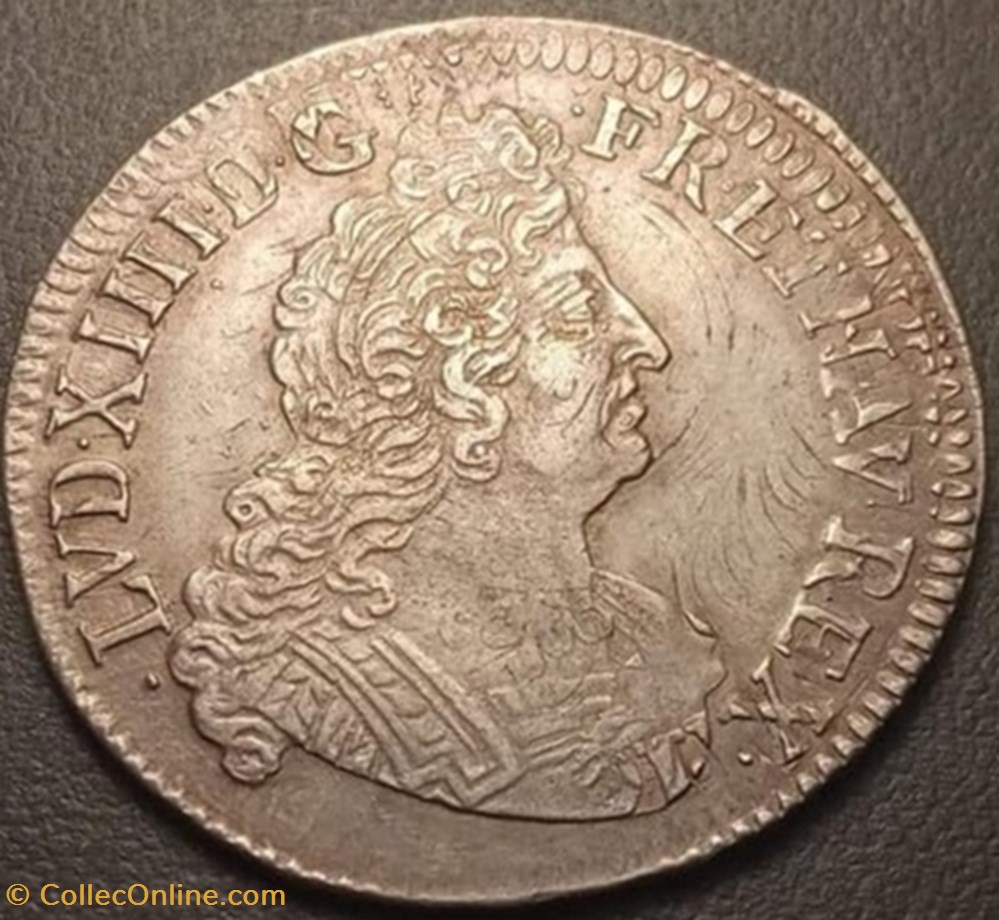 Demi Ecu aux Insignes Louis XIV 1701 C Caen monnaies france royales demi ecu aux insignes louis xiv 1701 c caen