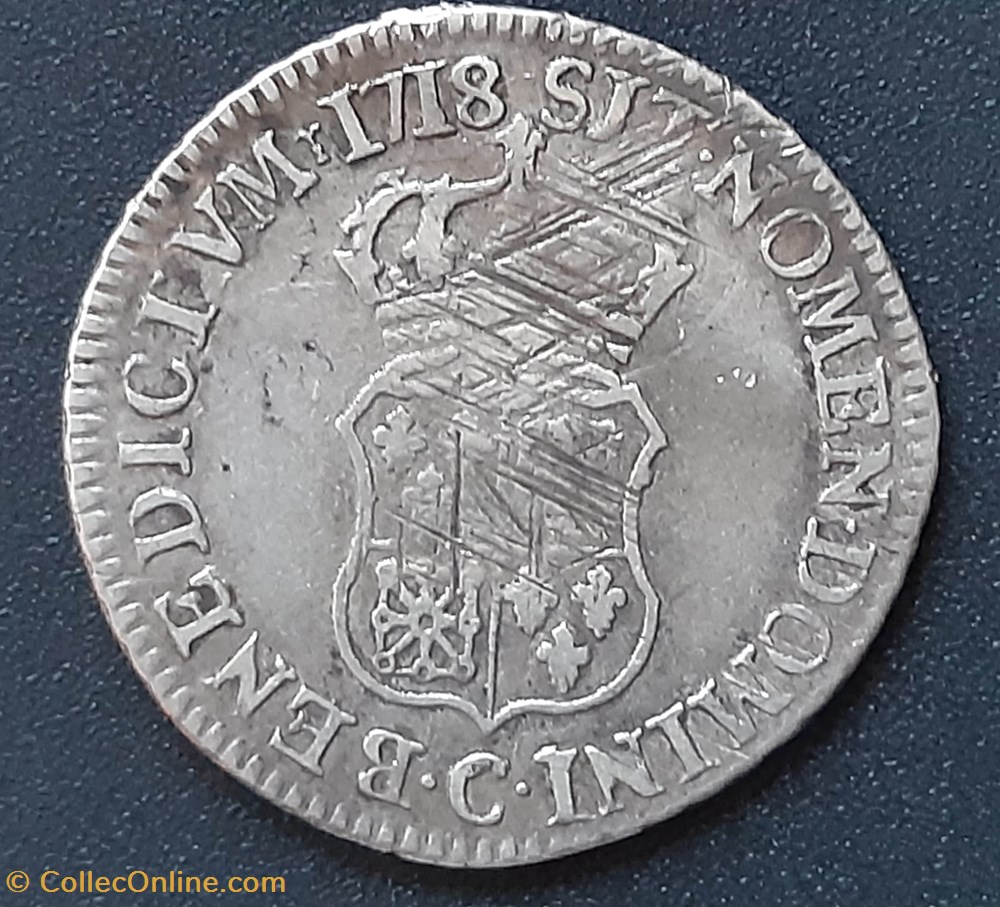 Quart d'ecu France Navarre 1718 C Caen Louis XV monnaies royales quart ecu france navarre 1718 c caen louis xv
