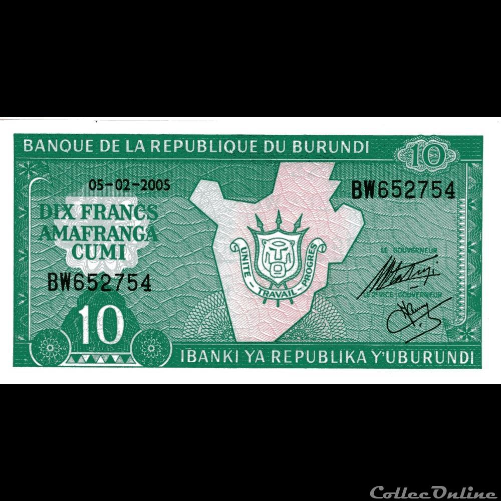 billet afrique burundi 10 francs