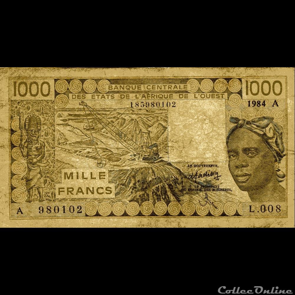 1000 Francs billet afrique de l ouest 1000 francs