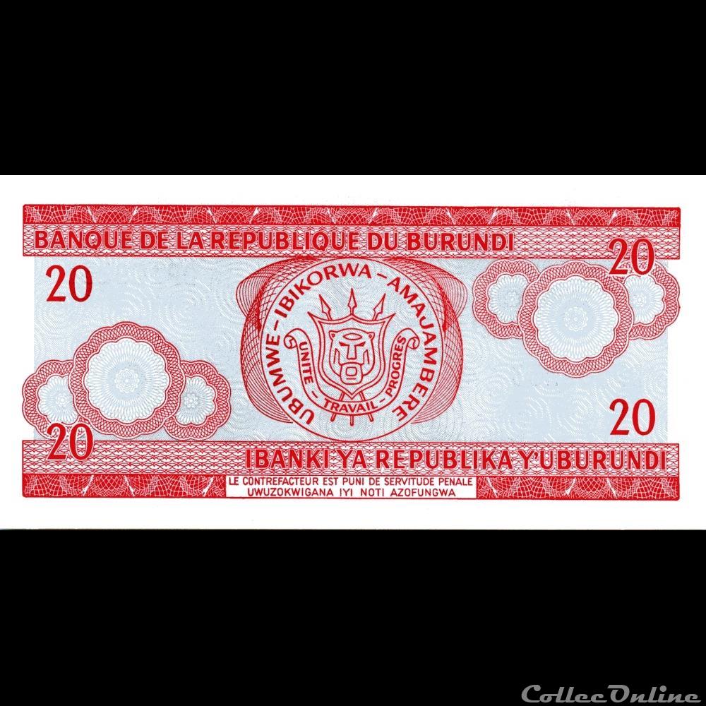 billet afrique burundi 20 francs