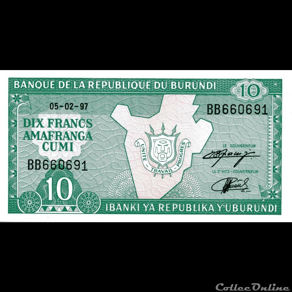 billet afrique burundi 10 francs