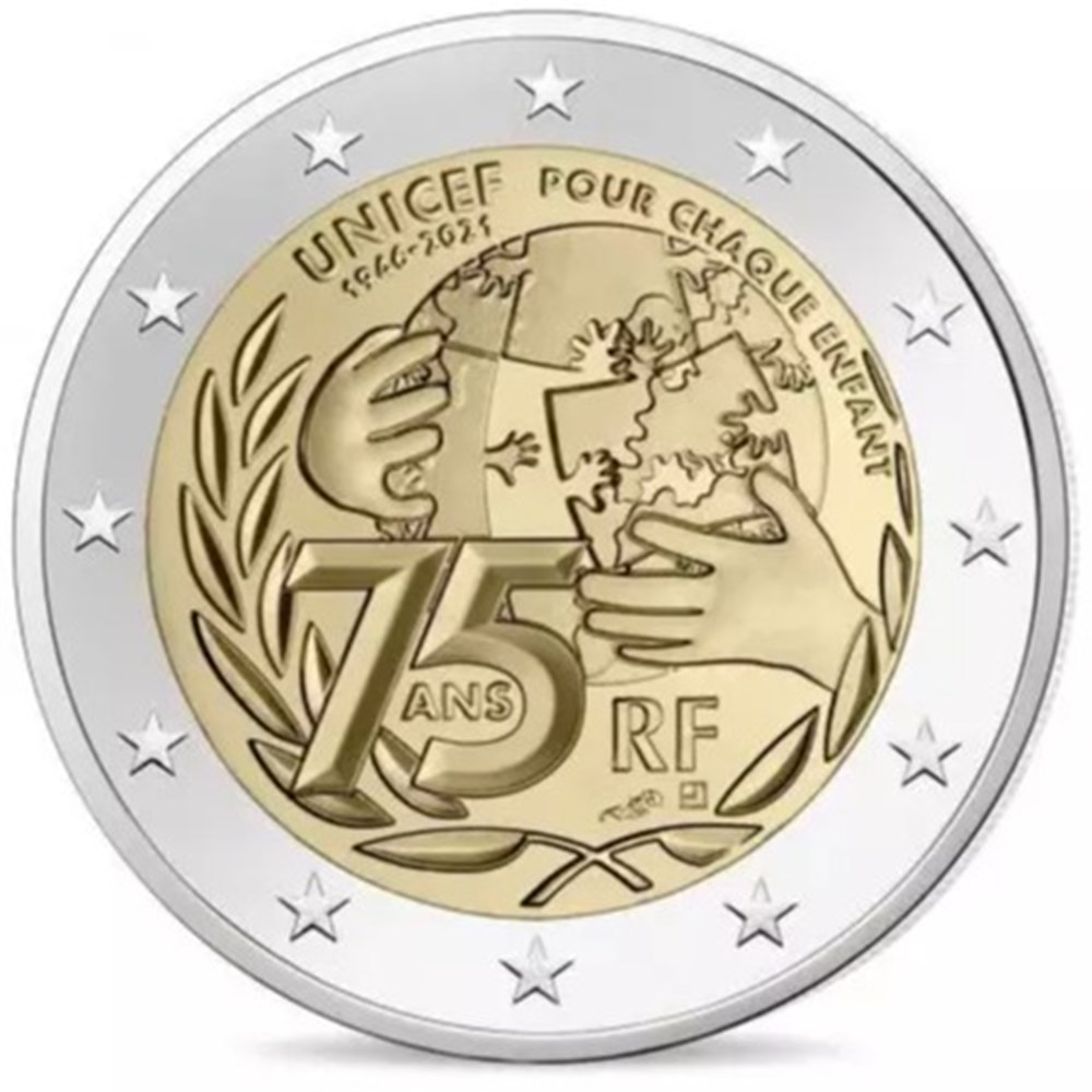 75 ans de l'UNICEF 2021 monnaies euros banque centrale europeenne 75 ans de unicef 2021