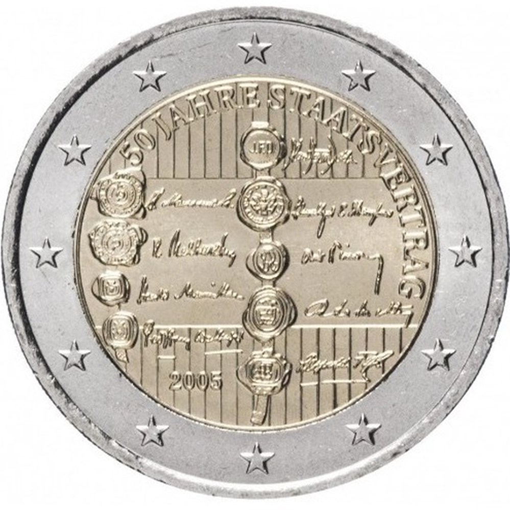 monnaies euros europe 50eme anniversaire du traite etat autrichien