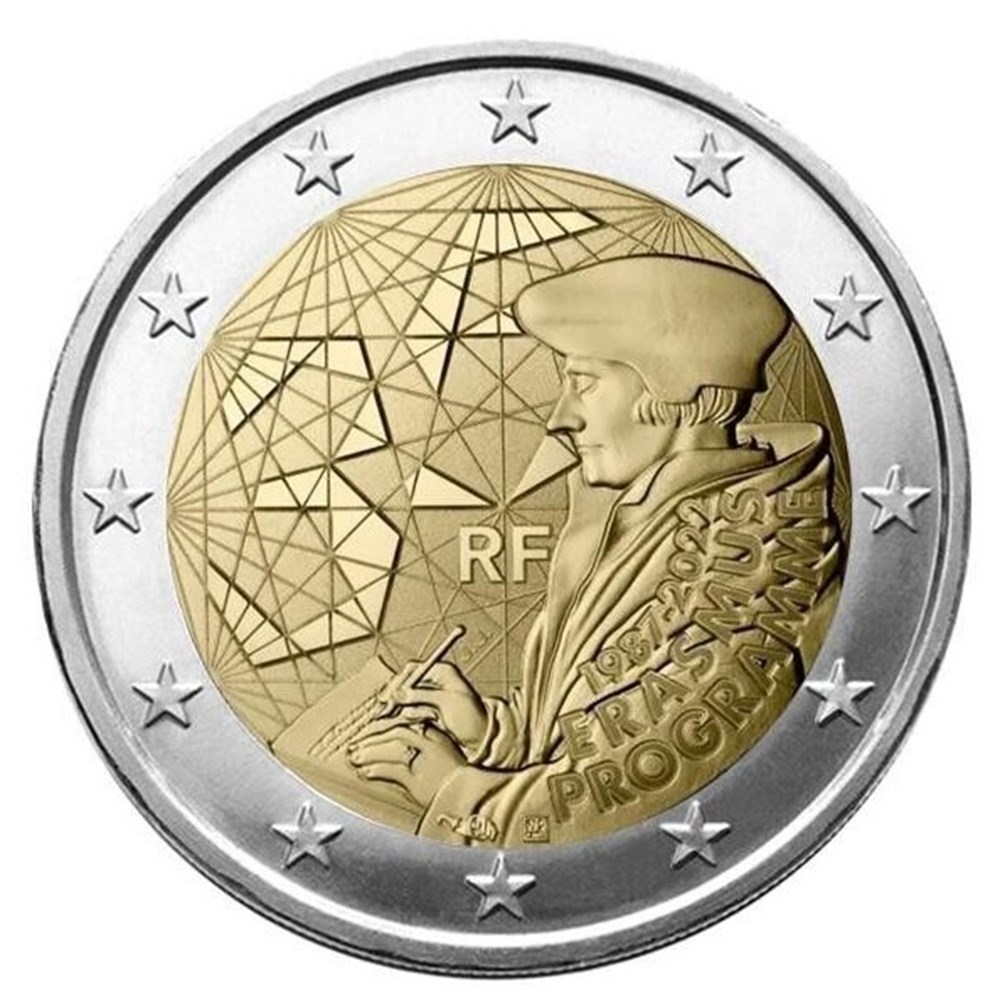 35e anniversaire du programme Erasmus (1987-2022) monnaies euros banque centrale europeenne 35e anniversaire du programme erasmus 1987 2022