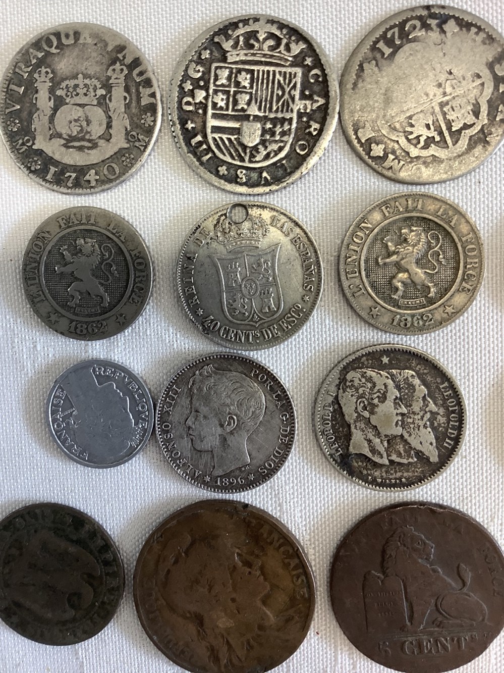 Lot de pièces dont plusieurs en argent, anciennes, 1723, 1740, 1862, 5 monnaies lot de pieces dont plusieurs en argent anciennes 1723 1740 1862