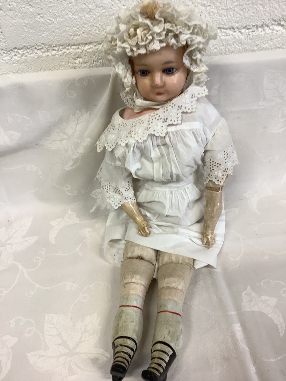 Poupée ancienne porcelaine H 50 2 monnaies poupee ancienne porcelaine h 50