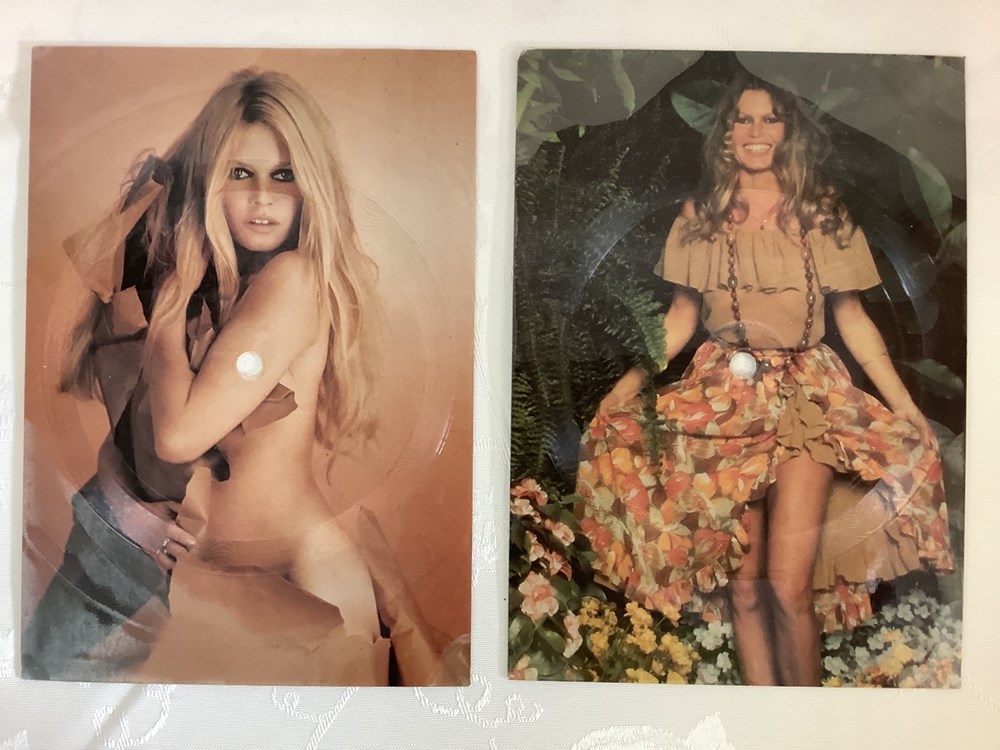 monnaies 2 cartes postales disque photo