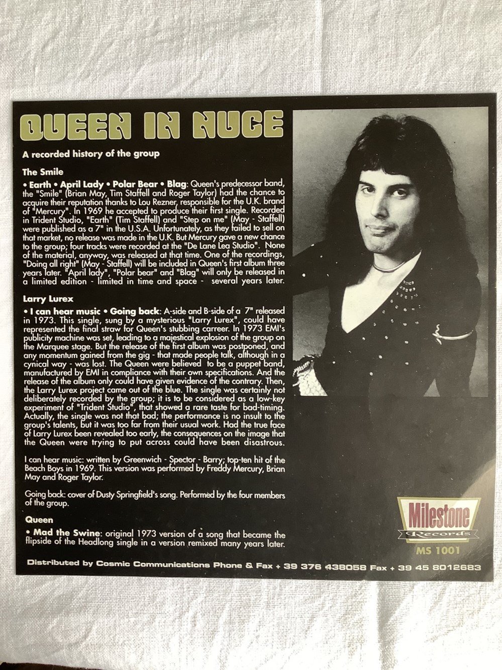 Picture Disc 25 cm. QUEEN IN NUCE. MS 1001. VG+ 3 monnaies picture disc 25 cm queen in nuce ms 1001 vg