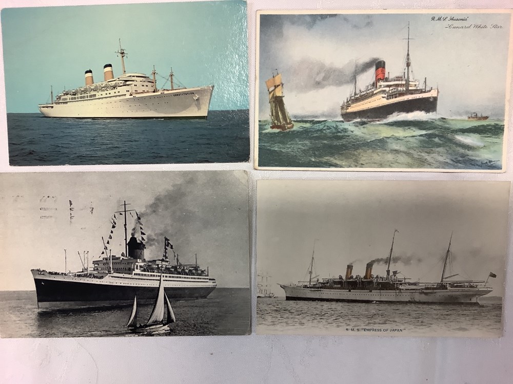 monnaies 15 cartes postales de navires dont paquebots