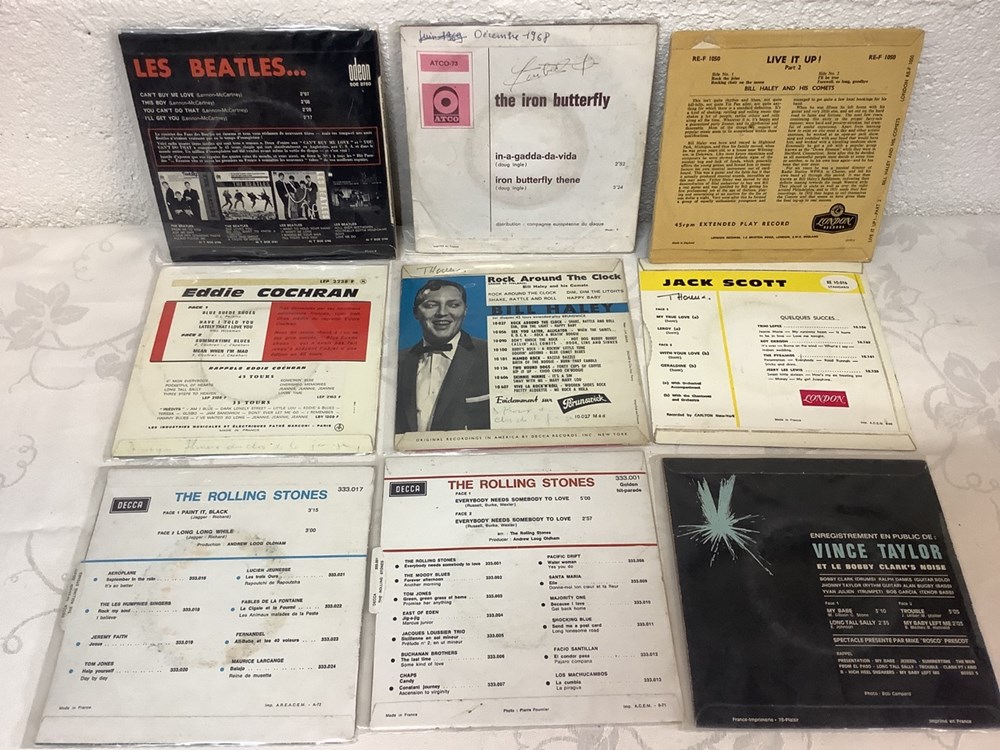 Lot de 10 vinyles 45 T rock, dont Les Beatles, Bill Haley, Eddie Cochran, Rolling Stones etc 3 monnaies lot de 10 vinyles 45 t rock dont les beatles bill haley eddie cochran rolling stones etc