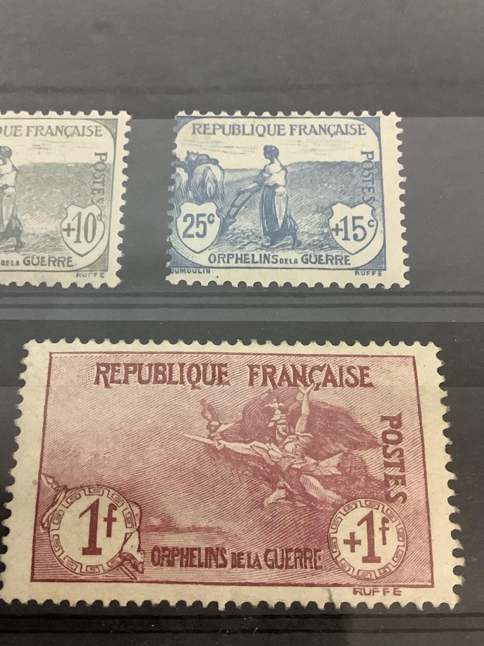 5 timbres France 1917 3 monnaies 5 timbres france 1917