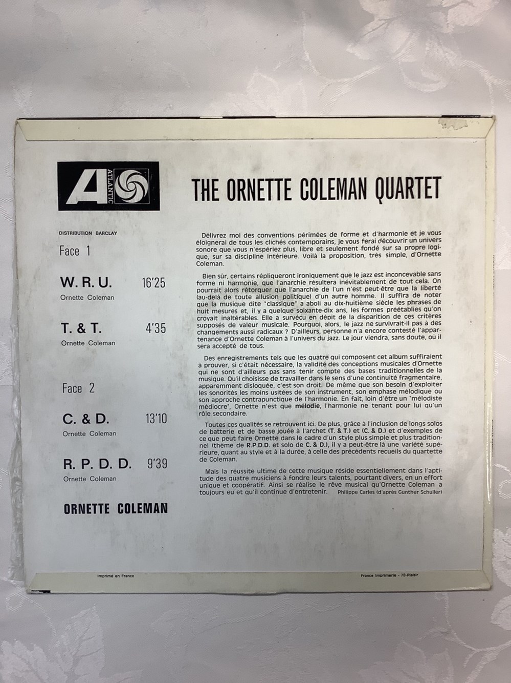 monnaies vinyle 33 the ornette coleman quartet ornette france 1962