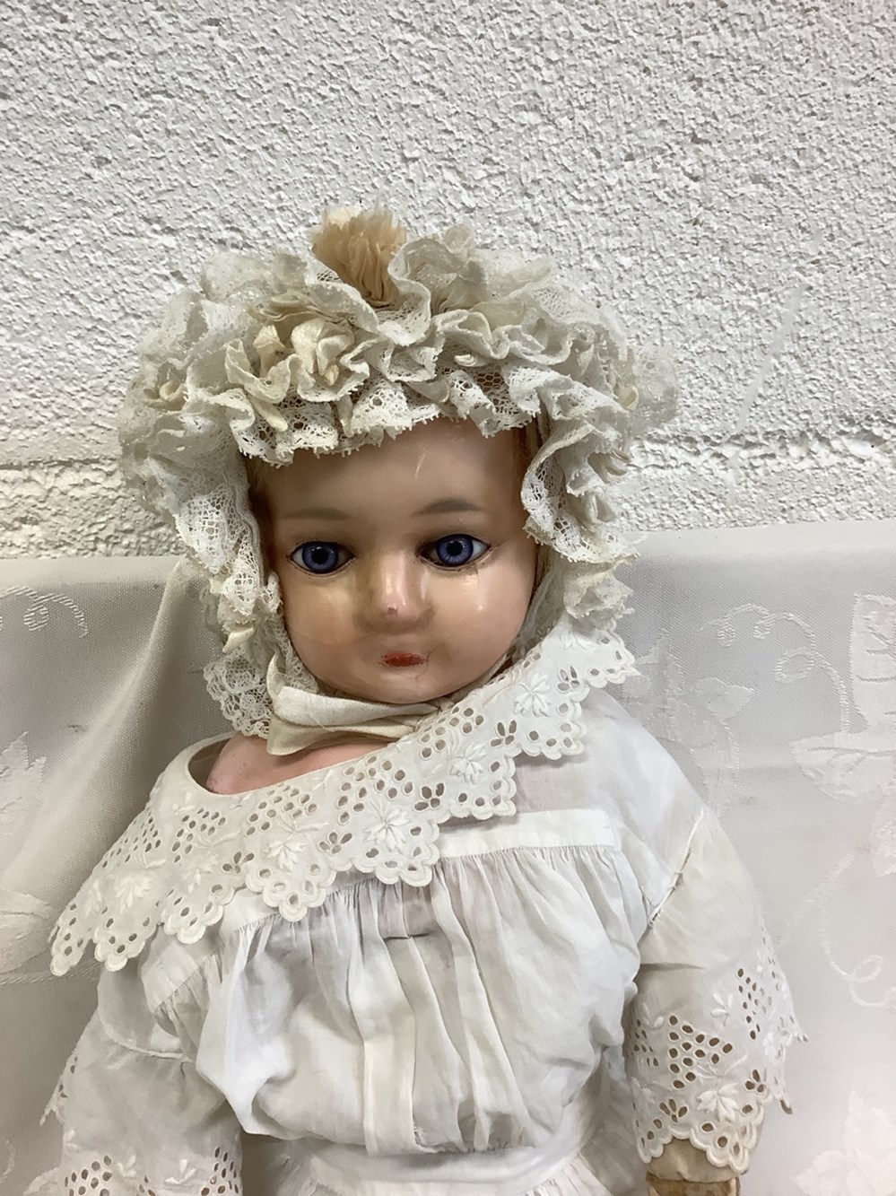 Poupée ancienne porcelaine H 50 3 monnaies poupee ancienne porcelaine h 50