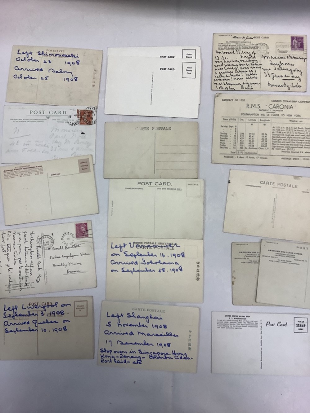 monnaies 15 cartes postales de navires dont paquebots
