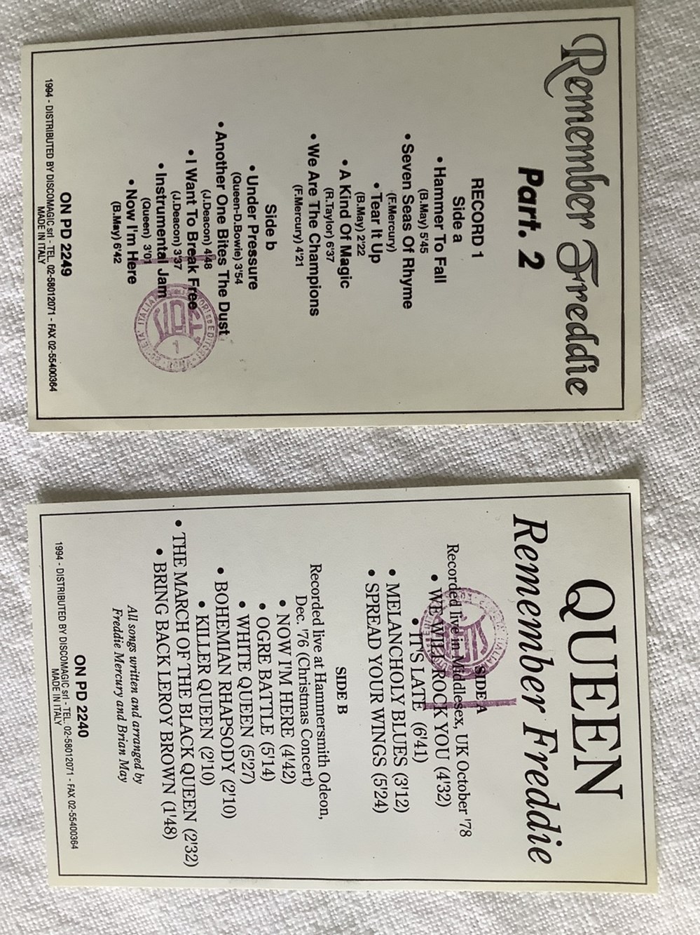 2 pictures Disc 33T, QUEEN REMEMBER FREDDIE ET PART 2. NM pour les deux. Pressage italien, PD2240 et PD 2249. 7 monnaies 2 pictures disc 33t queen remember freddie et part 2 nm pour les deux pressage italien pd2240 et pd 2249