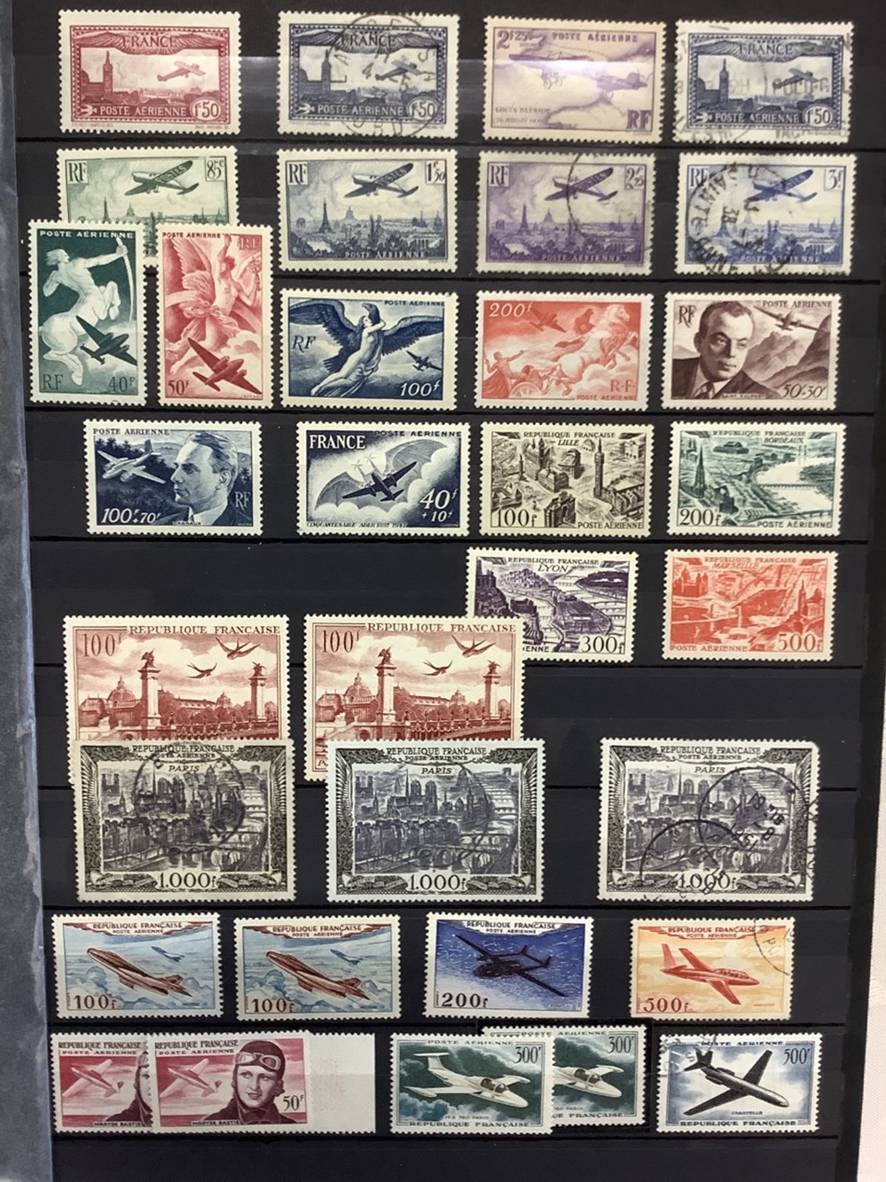 monnaies 2 albums de timbres neuf et obliteres france dont poste aerienne liberation chemin de fer franchise postale etc
