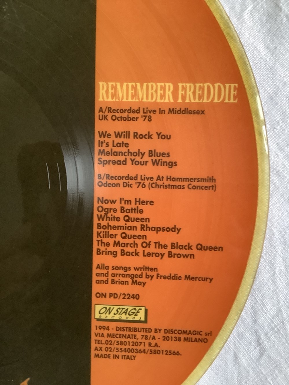 Picture Disc 33T QUEEN. REMEMBER FREDDIE. VG 3 monnaies picture disc 33t queen remember freddie vg