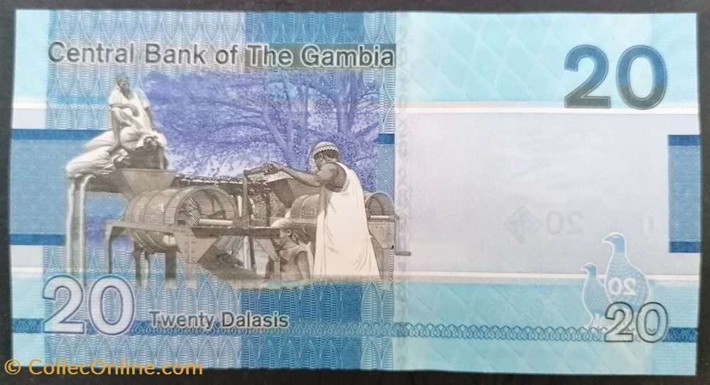 Gambie P-039a 20 Dalasis 2019 billets afrique gambie p 039a 20 dalasis 2019