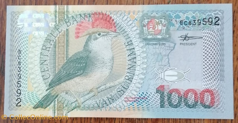 1 000 Gulden Surinam 2000 billet amerique du sud suriname 1 000 gulden surinam 2000
