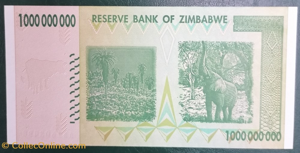 billet afrique zimbabwe p 083a 1 billion dollars 2008