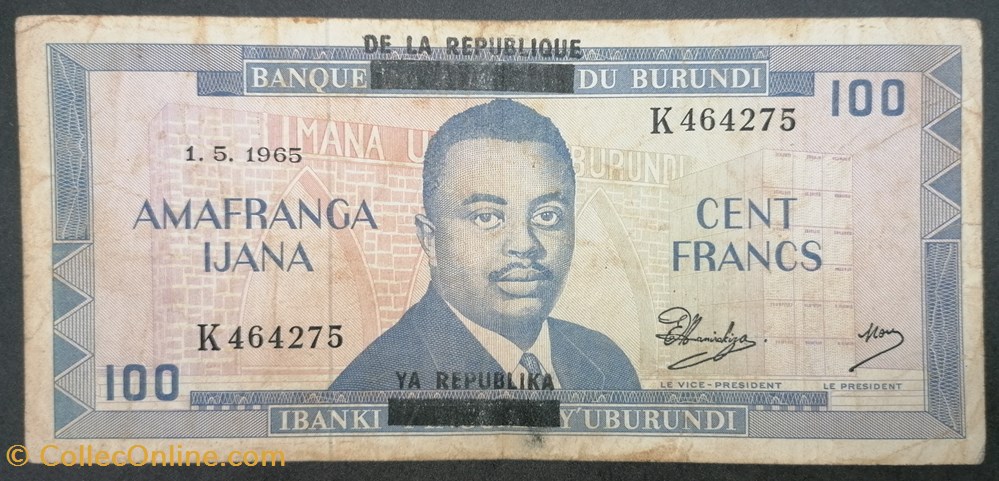 Burundi P-017a 100 francs 1968 billets afrique burundi p 017a 100 francs 1968