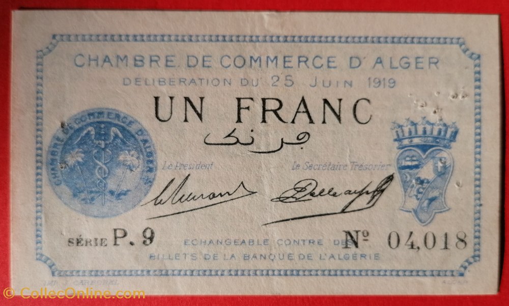 billet afrique algerie chambre de commerce alger jp 137 12 1 franc 1920