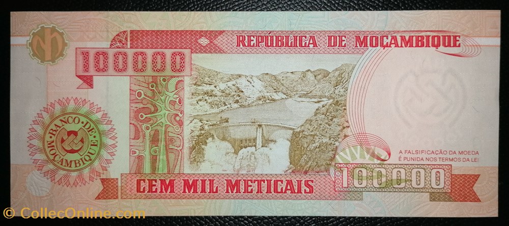 Mozambique P-139 100 000 meticais 1993 billet afrique mozambique p 139 100 000 meticais 1993