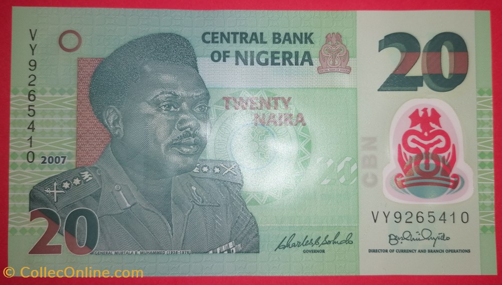Nigeria P-034b 20 Naira 2007 billets afrique nigeria p 034b 20 naira 2007