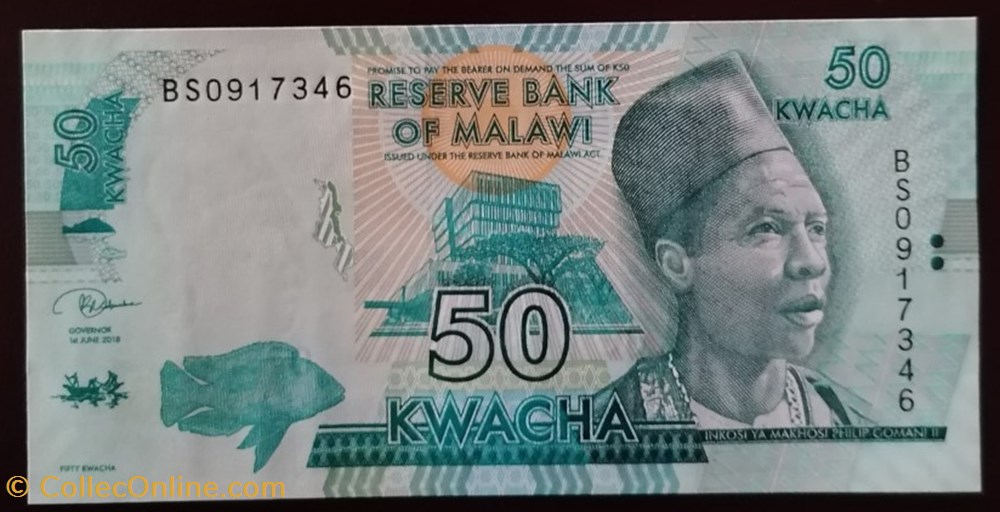 billet afrique malawi 50 kwacha 2018