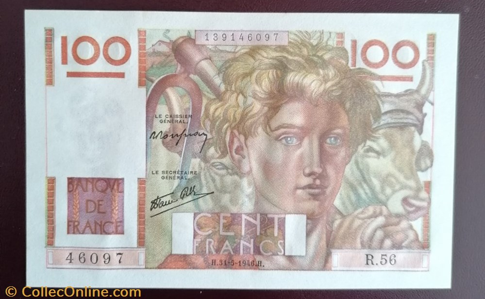 France P-128a.5 100 francs jeune paysan 1946 billet europe france p 128a 5 100 francs jeune paysan 1946