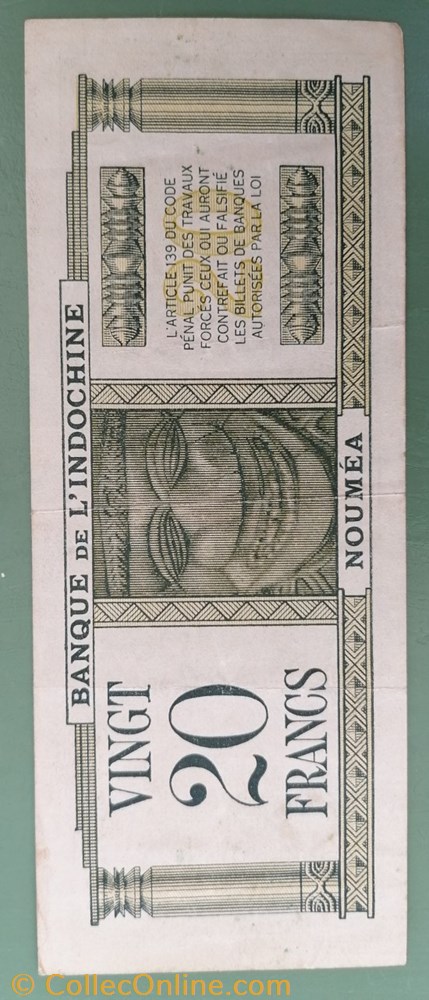 20 francs Nouméa P-49 billet asie indochine 20 francs noumea p 49