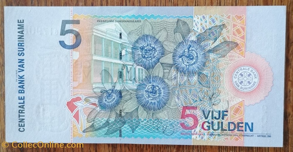 5 Gulden Surinam 2000 billet amerique du sud suriname 5 gulden surinam 2000