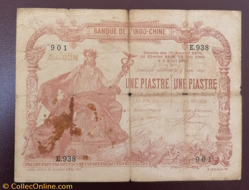 1 piastre/1piastre marron P-34B billet asie indochine 1 piastre 1piastre marron p 34b