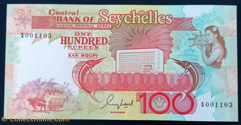 Seychelles P-035 100 roupies 1989 billet afrique seychelles p 035 100 roupies 1989