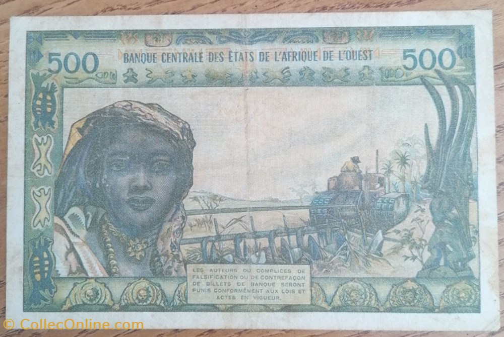 Afrique de l'ouest (Etats d') P-702 Kl 500 francs 1965 billet afrique de ouest etats p 702 kl 500 francs 1965