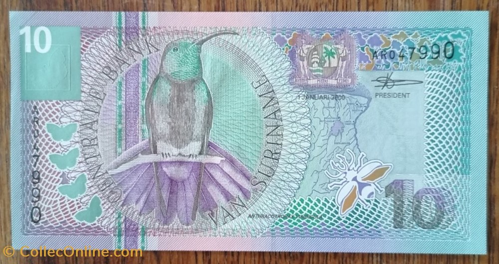 10 Gulden Surinam 2000 billet amerique du sud suriname 10 gulden surinam 2000