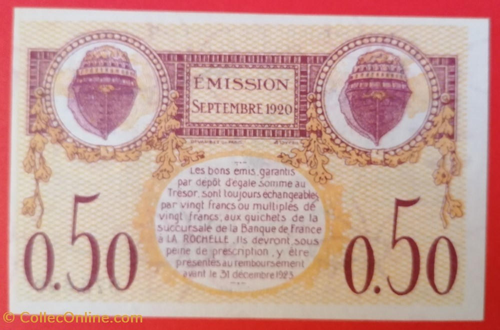 billets europe france la rochelle chambre de commerce 50 centimes 1920
