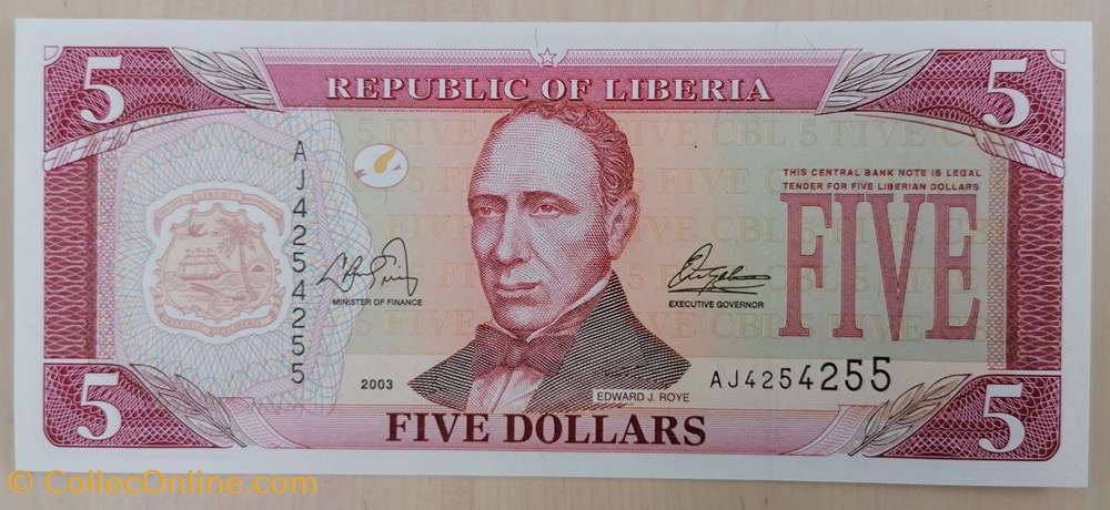 billets afrique liberia p 026a 5 dollars 2003
