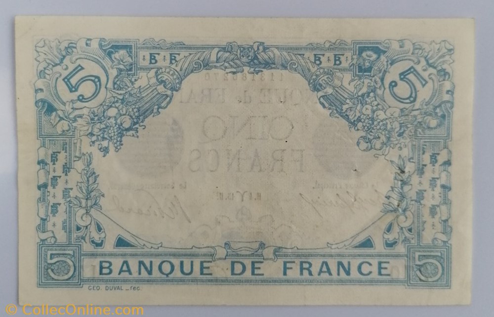 France P-070a 5 francs type 1905 billet europe france p 070a 5 francs type 1905