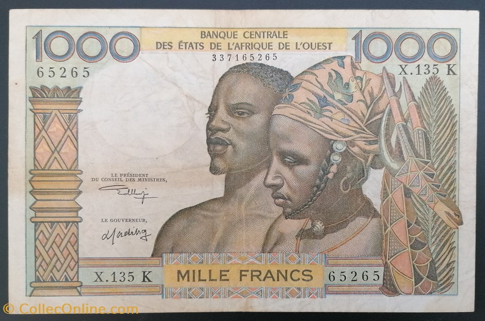 Afrique de l'ouest (Etats d') P-703 Kl 1 000 francs 1970 billets afrique de ouest etats p 703 kl 1 000 francs 1970