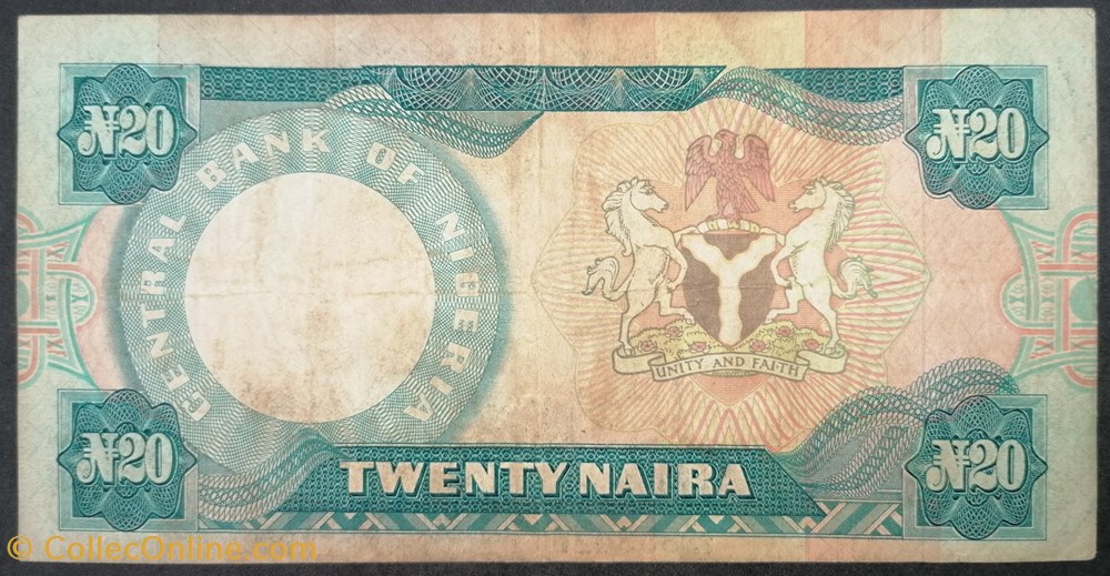 billets afrique nigeria p 026b 20 naira 1984