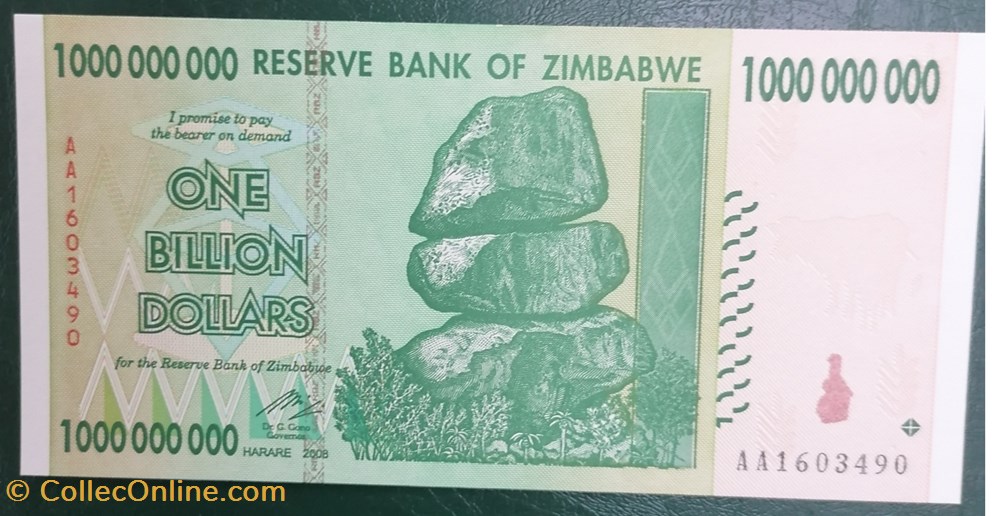 billet afrique zimbabwe p 083a 1 billion dollars 2008