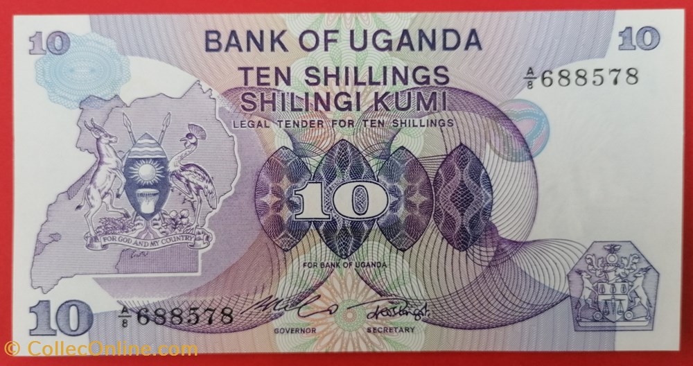 billets afrique ouganda p 016 10 shillings 1982