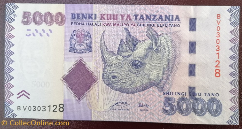 Tanzanie P-043a 5000 Shilingi 2010 billets afrique tanzanie p 043a 5000 shilingi 2010