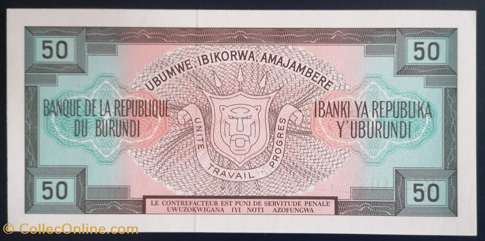 billet afrique burundi p 028a 1 50 francs 1977